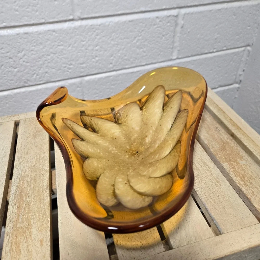 Vtg Fratelli Toso Murano Glass‎ Bowl Ashtray Candy Dish Flower Swirl MCM Decor
